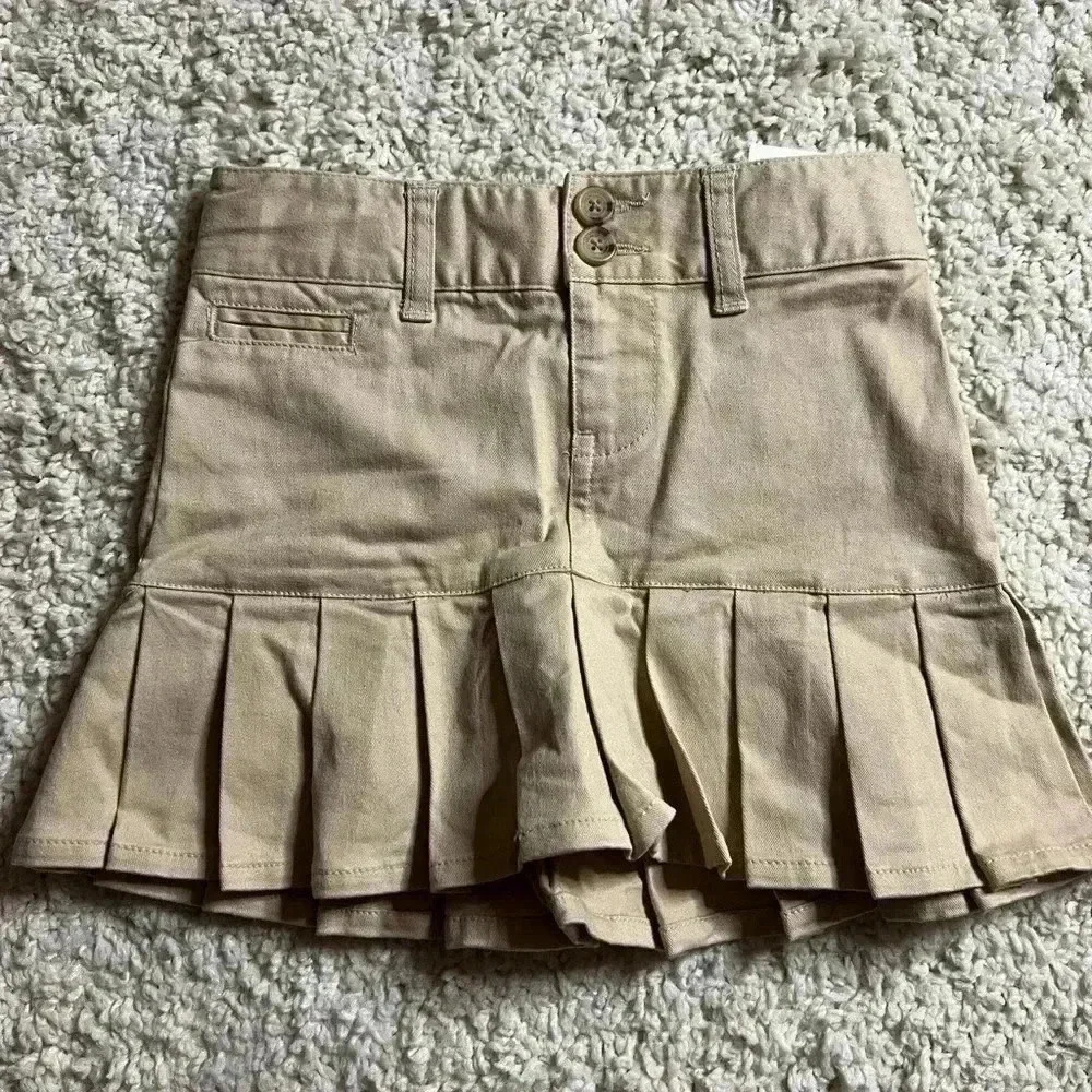RALPH LAUREN GIRLS SKIRT KHAKI PLEATED SIZE 5 NWT